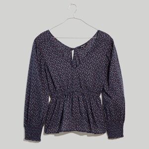 Madewell Plus Tie-Back Peplum Top in Campden Daisies in 2X